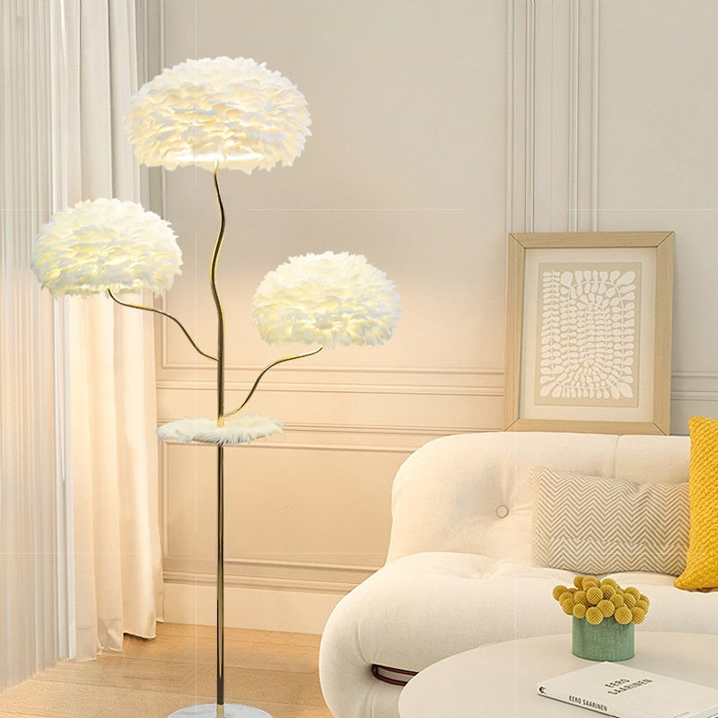 Modern Simple Feather Floor Light for Bedroom